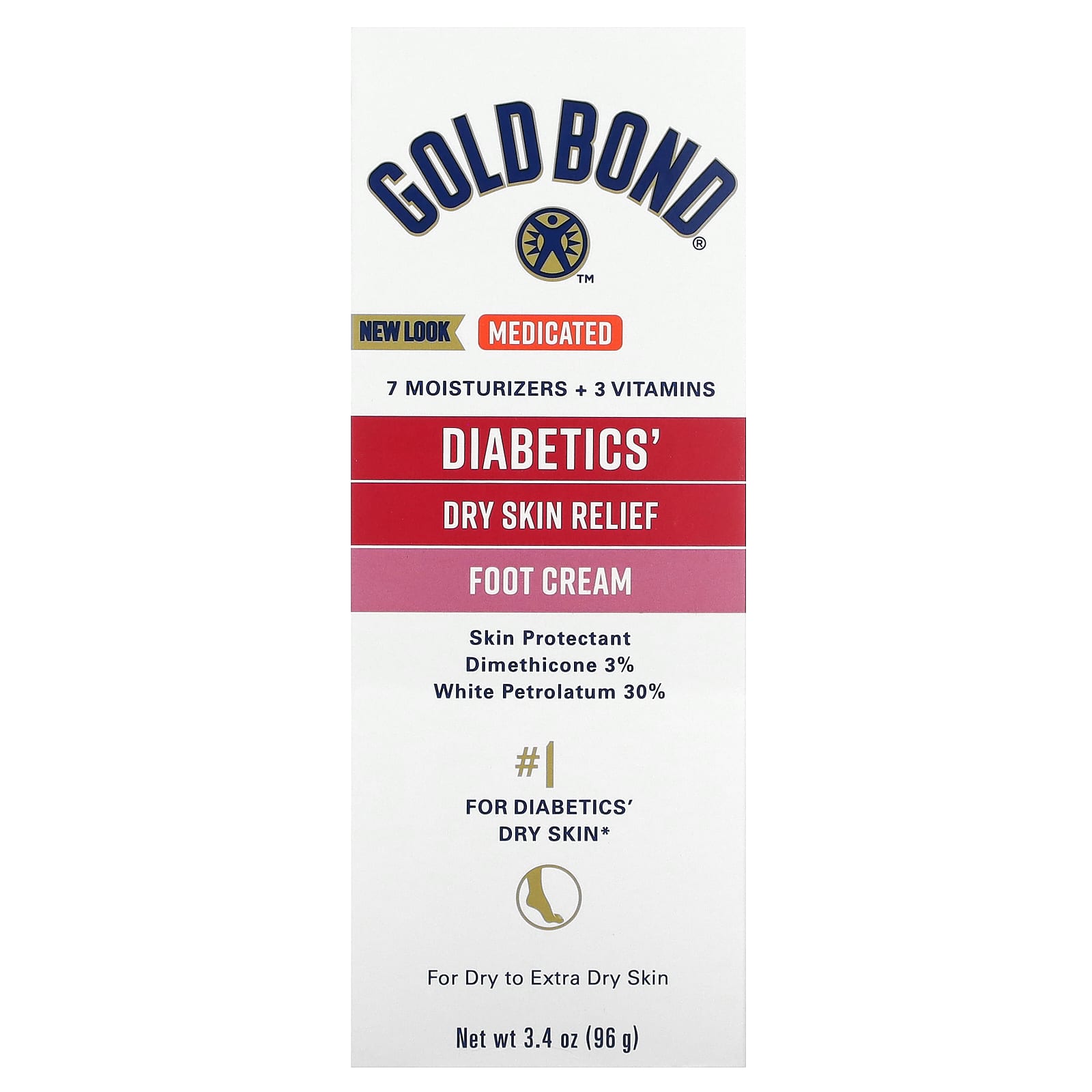 Gold Bond Medicated Diabetics Dry Skin Relief Foot Cream 3 4 Oz 96 G