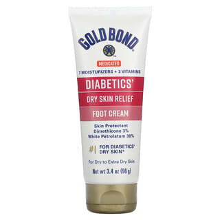 Gold Bond, Crema medicamentosa para aliviar la piel seca de los pies de personas con diabetes, 96 g (3,4 oz)