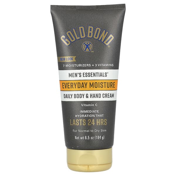 Gold Bond, Men's Essentials, Daily Body &amp; Hand Cream, Normal To Dry Skin, 6.5 oz (184 g)