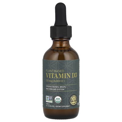 Global Healing, Plant-Based Vitamin D3, 125 mcg (5000 IU), 2 fl oz (59.2 ml)
