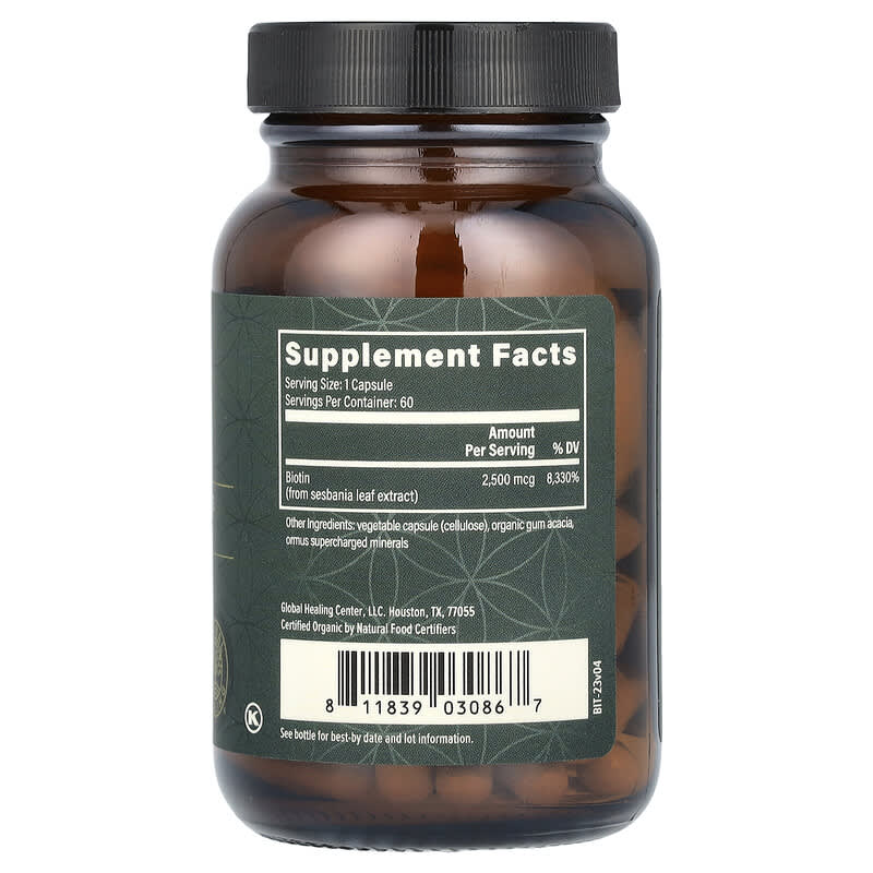 Plant-Based Biotin, 2,500 mcg, 60 Capsules
