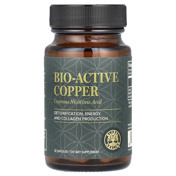 Global Healing Bio-Active Copper, 30 Capsules (0.9 mg per Capsule)