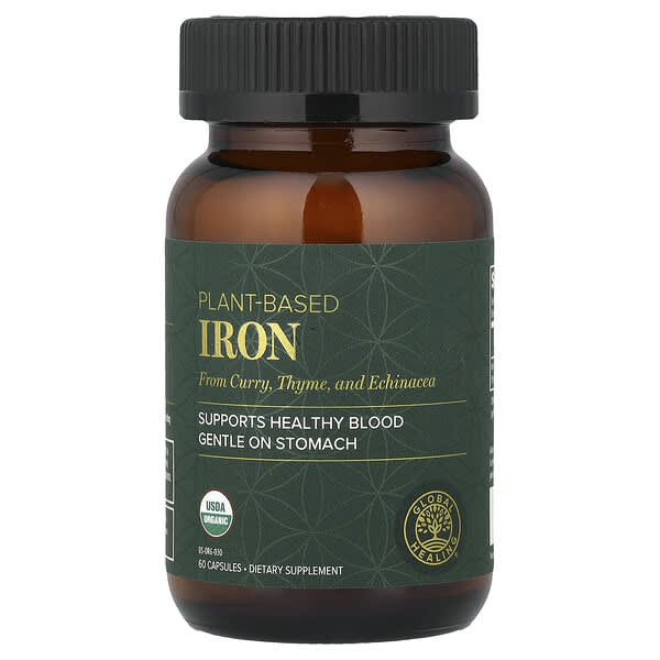 Global Healing Plant-Based Iron, 60 Capsules