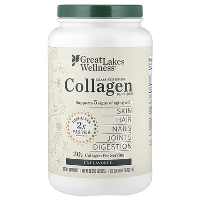 Great Lakes Wellness, Grass-Fed Beef Collagen Peptides, Original, 32 oz (907 g)