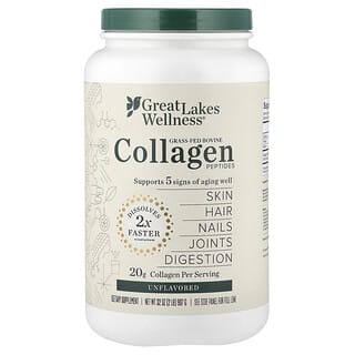 Great Lakes Wellness, Peptídeos de Colágeno de Gado Criado no Pasto, Sem Sabor, 907 g (32 oz)