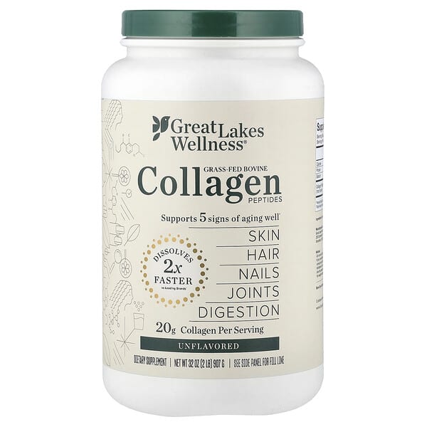 Grass-Fed Bovine Collagen Peptides, Unflavored, 32 oz (907 g)