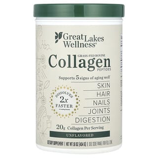 Great Lakes Wellness, Quick Dissolve Collagen Peptides, schnell auflösende Kollagenpeptide, tägliches Wohlbefinden, geschmacksneutral, 454 g (16 oz.)