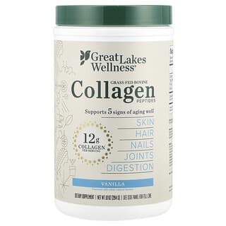 Great Lakes Wellness, Grass-Fed Bovine Collagen Peptides, Kollagenpeptide von grasgefütterten Rindern, Vanille, 284 g (10 oz.)