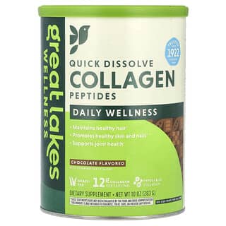 Great Lakes Wellness, Quick Dissolve Collagen Peptides, Daily Wellness, Chocolate, 10 oz (283 g)