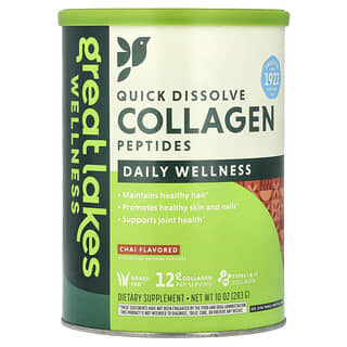 Great Lakes Wellness, Quick Dissolve Collagen Peptides, Daily Wellness, Chai, 10 oz (283 g)