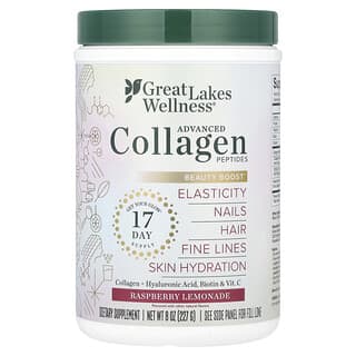 Great Lakes Wellness, Advanced Collagen Peptides, Raspberry Lemonade, 8 oz (227 g)