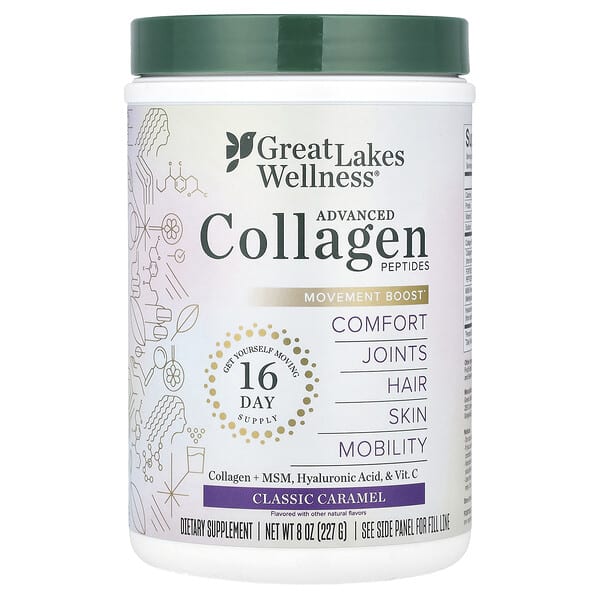 Great Lakes Wellness Advanced Collagen Peptides, Classic Caramel, 8 oz (227 g)