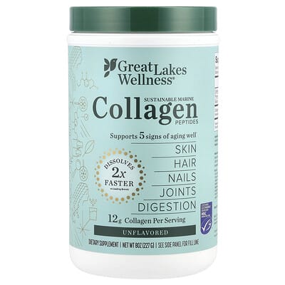 Great Lakes Wellness, Sustainable Marine Collagen Peptides, Original, 8 oz (227 g)