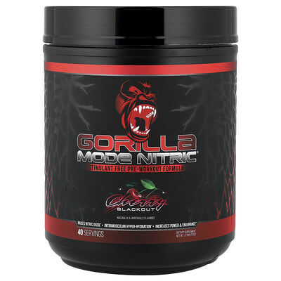 Gorilla Mind, Mode Nitric®, Stimulant Free Pre-Workout Formula, Cherry Blackout, 1.71 lb (776 g)