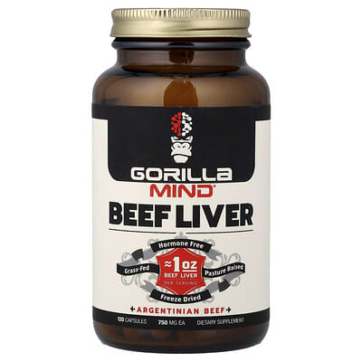 Gorilla Mind, Beef Liver, 750 mg, 120 Capsules