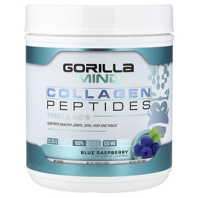 Gorilla Mind, Collagen Peptides, Blue Raspberry, 0.959 lb (435 g)