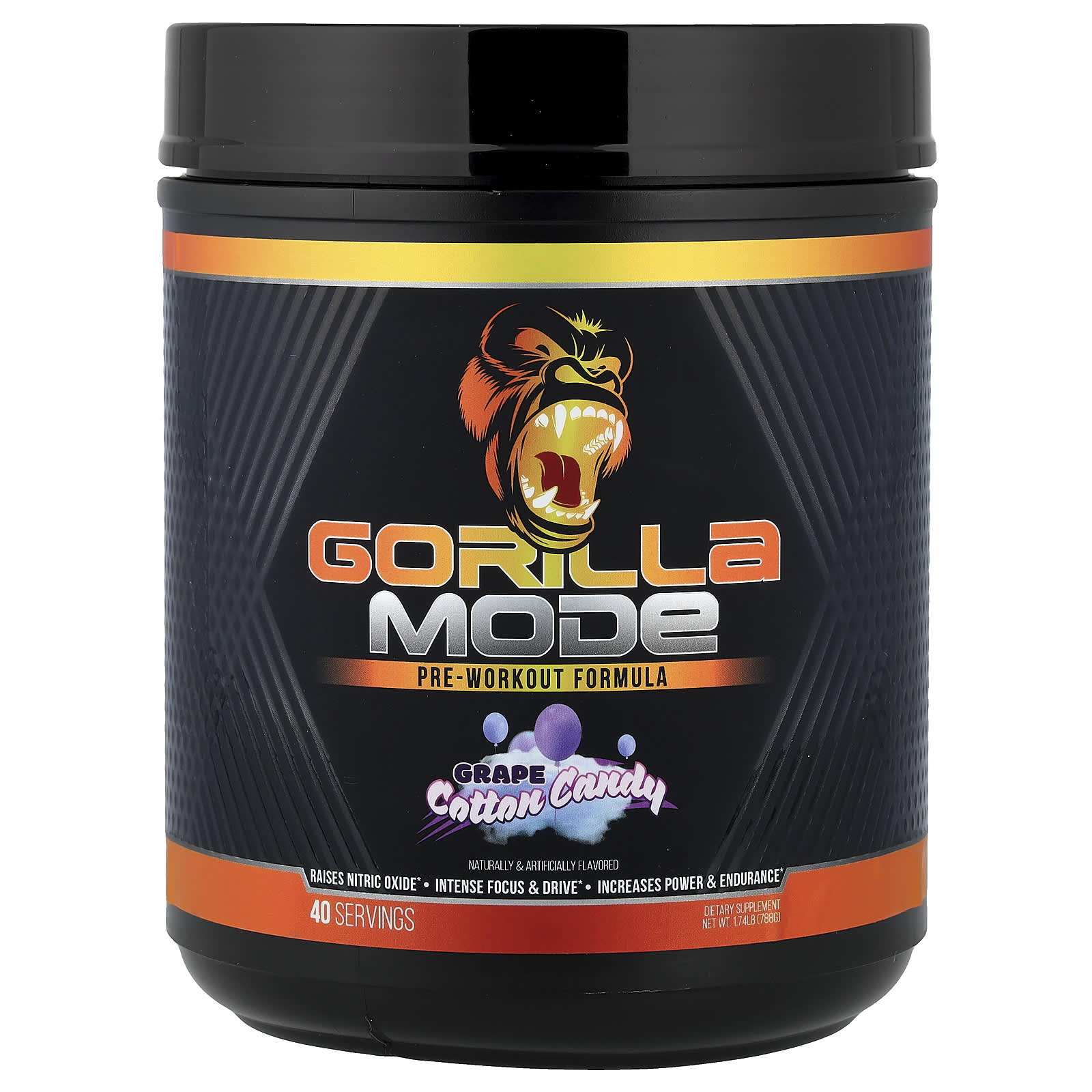 Gorilla Mind, Mode, предтренировочная добавка, со вкусом винограда и сладкой ваты, 788 г (1,74 фунта)
