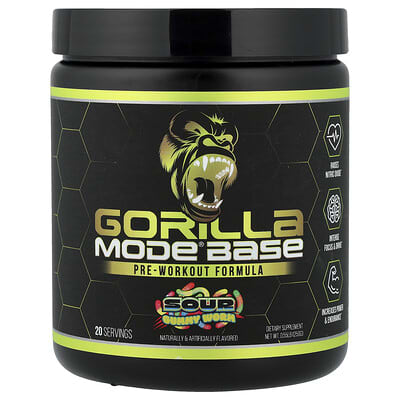 Gorilla Mind, Mode® Base, Pre-Workout Formula, Sour Gummy Worm, 0.25 kg (250 g)