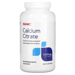 GNC Letter Vitamins & Minerals, Calcium Citrate, 1,000 mg, 180 Vegetarian Caplets