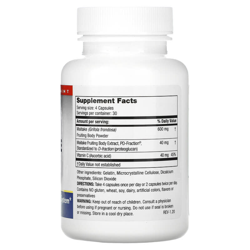 Maitake D-Fraction（マイタケD-フラクション）、標準、カプセル120粒