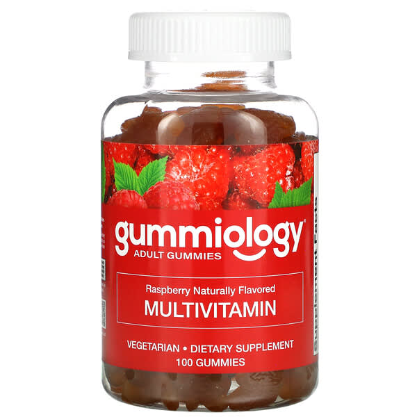 Gummiology, 大人用メガマルチビタミングミ、天然ラズベリー風味、植物性グミ100粒