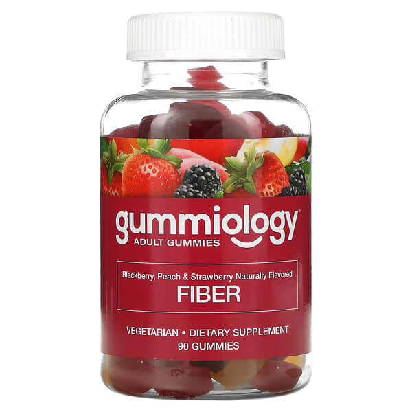 Gummiology, Fiber Gummies, Natural Peach, Strawberry, & Blackberry Flavors, 90 Gummies
