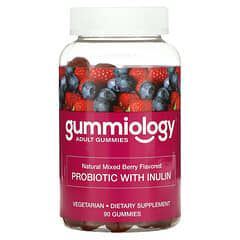 Gummiology, Probiotic with Inulin Gummies, Mixed Berry, Probiotikum mit Inulin-Fruchtgummis, Beerenmischung, 90 vegetarische Fruchtgummis
