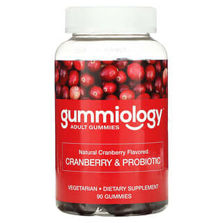 Gummiology, жевательные таблетки с клюквой и пробиотиком, со вкусом клюквы, 90 вегетарианских жевательных таблеток