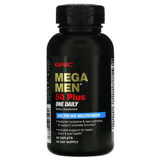 GNC, Mega Men, Suplemento multivitamínico diario 50 más uno, 60 comprimidos
