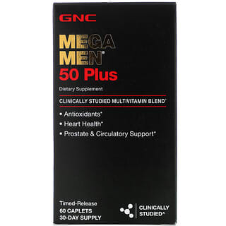 GNC, Mega Men, 50 Plus Multivitamin, 60 Timed-Release Caplets