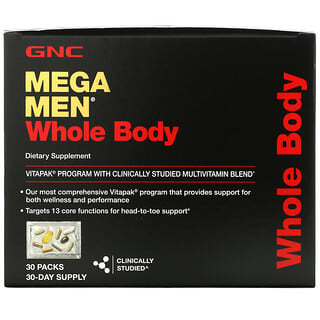 GNC, Mega Men، الجسد الكامل، برنامج VITAPAK مع مزيج الفيتامينات المتعددة، 30 كيسًا