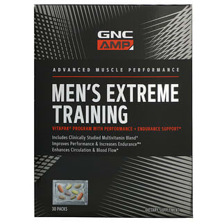 GNC, AMP, Entrenamiento extremo para hombres, Refuerzo para el rendimiento y la resistencia, 30 paquetes