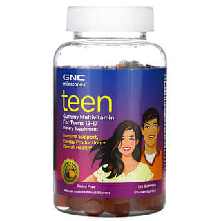 GNC Milestones, Milestones, Teen Gummy Multivitamin for Teens 12-17, Natural Assorted Fruit, 120 Gummies