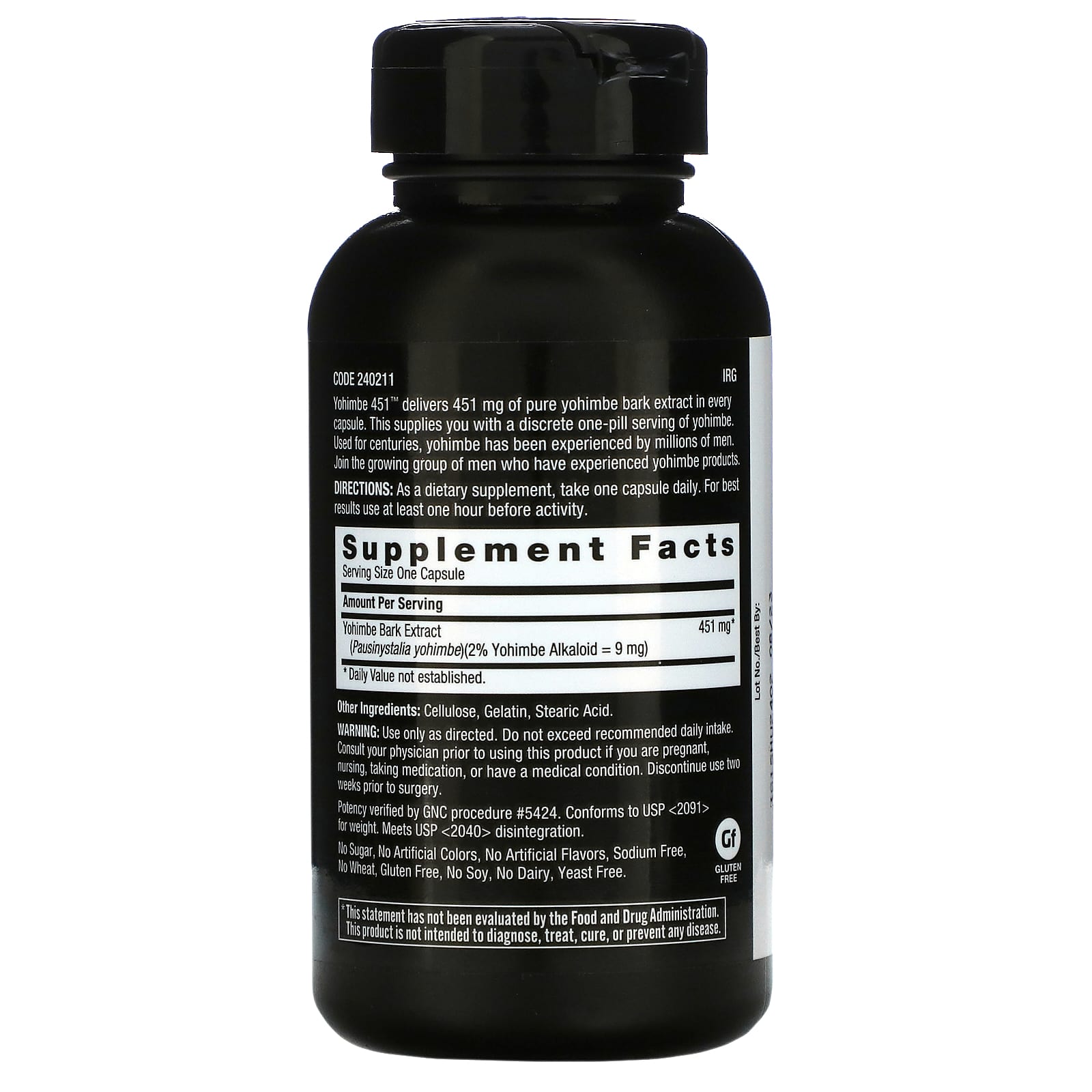 GNC, Men's Yohimbe 451（メンズヨヒンベ451）、451mg、60粒