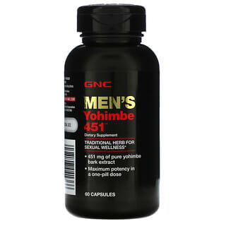 GNC, Yohimbe para hombres 451, 451 mg, 60 cápsulas