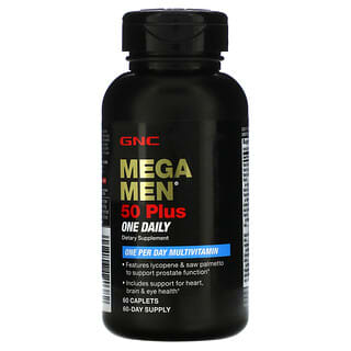 GNC, Mega Men 50 Plus One Daily Multivitamin, 60 Caplets