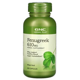 GNC, Herbal Plus, Fenugreek , 610 mg, 100 Capsules
