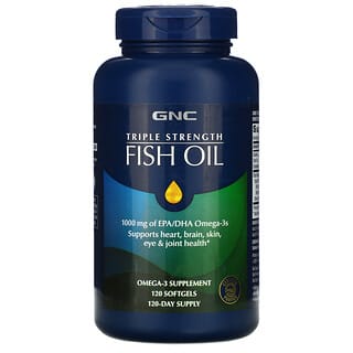 GNC, Óleo de Peixe de Potência Tripla, 1.000 mg, 120 Cápsulas Softgel