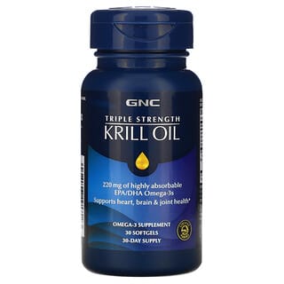 GNC, Aceite de kril de triple concentración, 30 cápsulas blandas