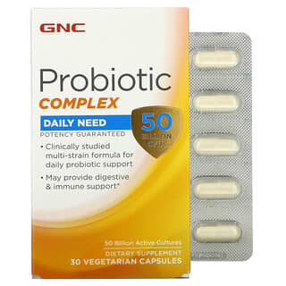 GNC, Complejo de probióticos, Necesidad diaria, 50.000 millones de UFC, 30 cápsulas vegetales