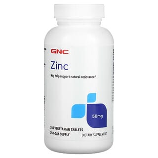 GNC, Zinc, 50 mg, 250 comprimidos vegetales