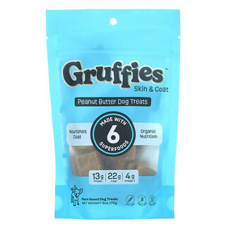 Green Gruff, Gruffies, Skin & Coat, лакомства для собак с арахисовым маслом, 170 г (6 унций)