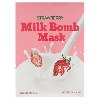 G9skin, Mascarilla de belleza Strawberry Milk Bomb, 5 láminas de 21 ml cada una