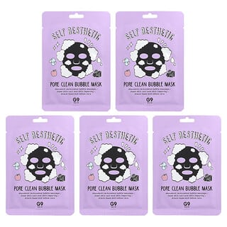 G9skin, Self Aesthetic, Mascarilla de belleza con burbujas para limpiar los poros, 5 hojas, 23 ml (0,78 oz. Líq.) Cada una