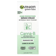 Garnier, Green Labs, Sérum en crema para perfeccionar los poros, Canna-B, con vitamina B3 y aceite de semilla de cannabis sativa, 72 ml (2,4 oz. Líq.)