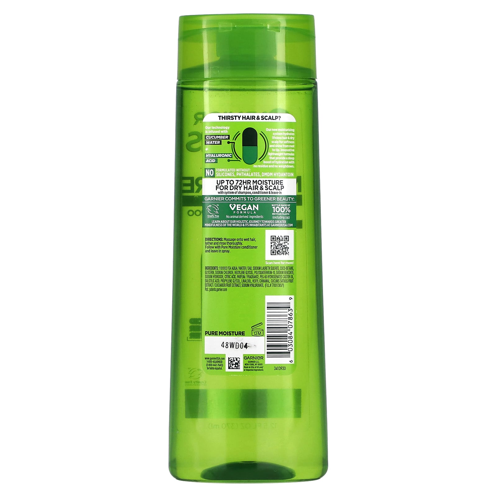 Garnier, Pure Moisture, Hydrating Shampoo, For Dry Hair & Scalp, 12.5