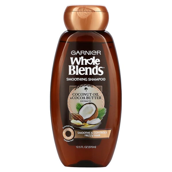 Garnier‏, שמפו לשיער חלק של Whole Blends בניחוח שמן קוקוס וחמאת קקאו, 370 מ"ל (12.5 fl oz)