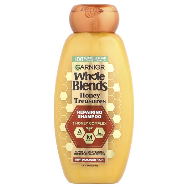 Garnier, 홀 블렌즈, 허니 트레져 리페어링 샴푸, 12.5fl oz(370ml)