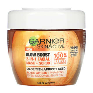 Garnier, SkinActive, Glow Boost 2-In-1 Beauty Facial Mask + Scrub, 6.76 fl oz (200 ml)