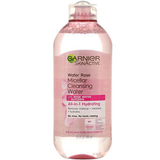 Garnier, SkinActive، ماء ميسيلار بماء الورد + الجليسرين لتنظيف البشرة، 13.5 أونصة سائلة (400 مل)